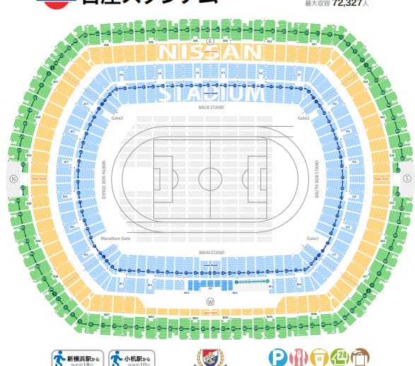 横浜国際総合競技場（日産スタジアム）の座席表